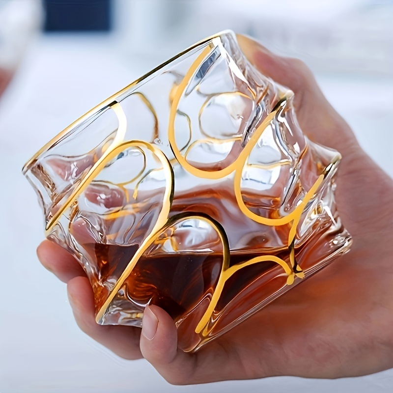Wine Beer Whiskey - Whiskey Glass Tumbler Golden Line Wine