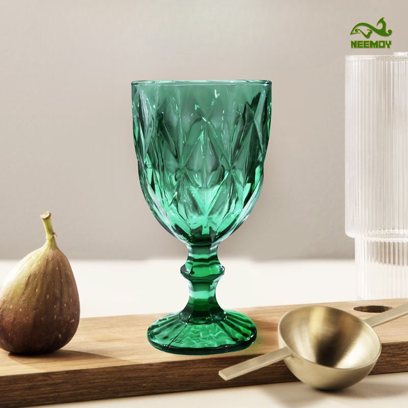 Wine Beer Foot - Green Engraved Relief High Footed Cups,