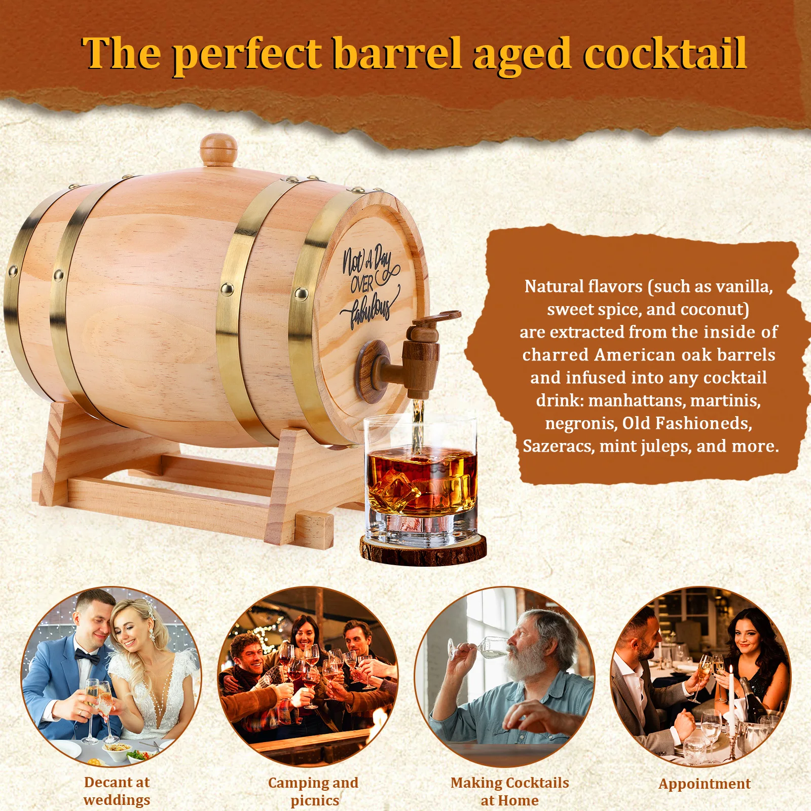 3L Wooden Whiskey Barrel with  - Wine Beer Whiskey ulasan dan harga