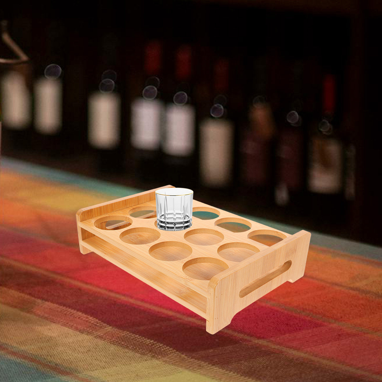 Bamboo Shot Glasses Holder Dis - Wine Beer Whiskey ulasan dan harga