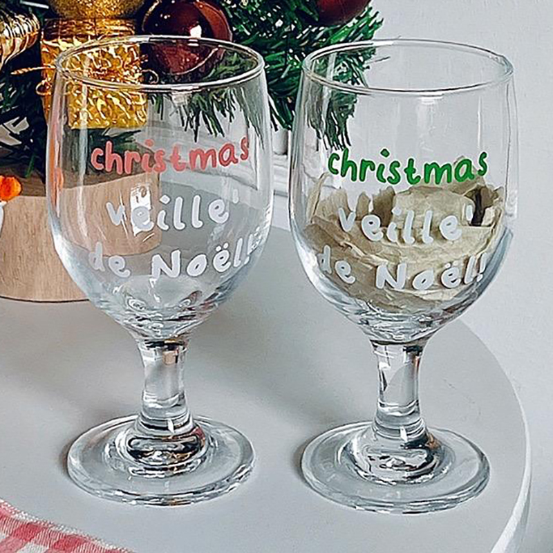 Vintage Letters Printed Glass  - Wine Beer Foot ulasan dan harga