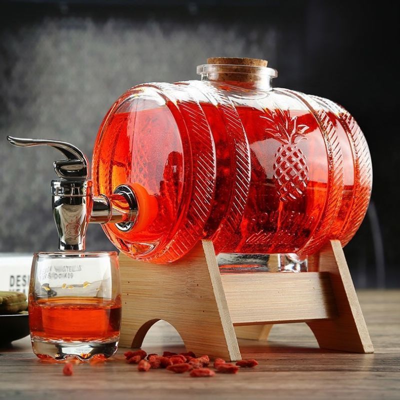 1L Glass Whiskey Barrel Wine B - Wine Beer Whiskey ulasan dan harga